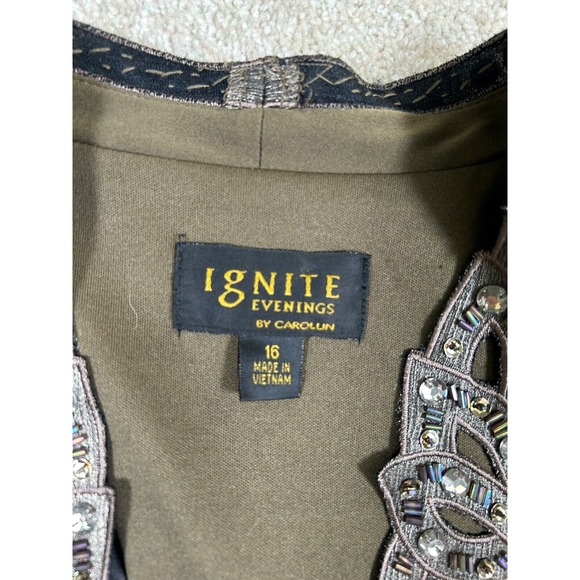 Ignite Evenings By Carol Lin Size 16 Gray Ruffles Layers Vintage Jacket - Picture 13 of 16